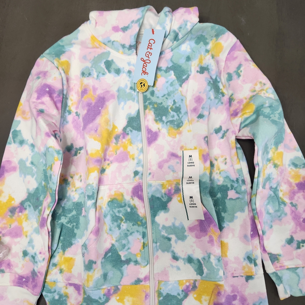 Cat & Jack Multicolor Tie-Dye Hoodie Size 8 Medium Kids